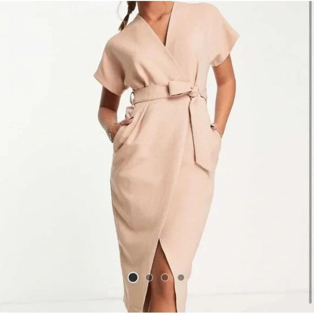 NWT Closet London (ASOS) Kimono‎ Wrap Dress Womens US Size 4 Blush